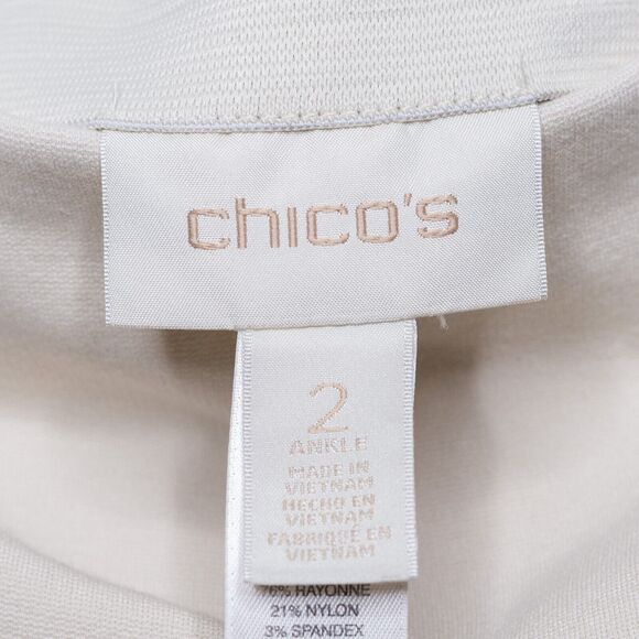CHICOS Juliet Pull On Ankle Pants Stretch Jersey Knit Beige Sz 2 US L - Picture 6 of 7